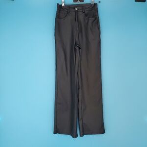 SHEIN Size Small Black Coated Wide Leg Cropped Black Jeans